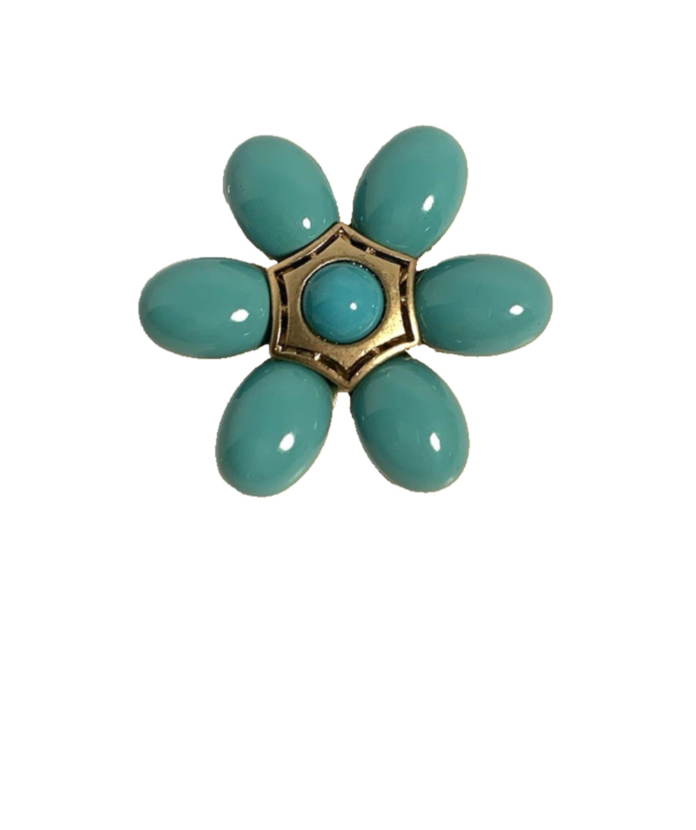 Vtg 1980s Robin's Egg Blue Flower Brooch Acrylic Tone Bold Statement Floral Pin